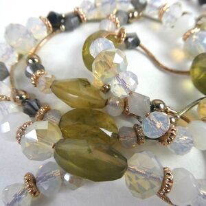 Nine West Plus Size Friendly Beaded Chic Necklace Neutral Green Iridescent WOW